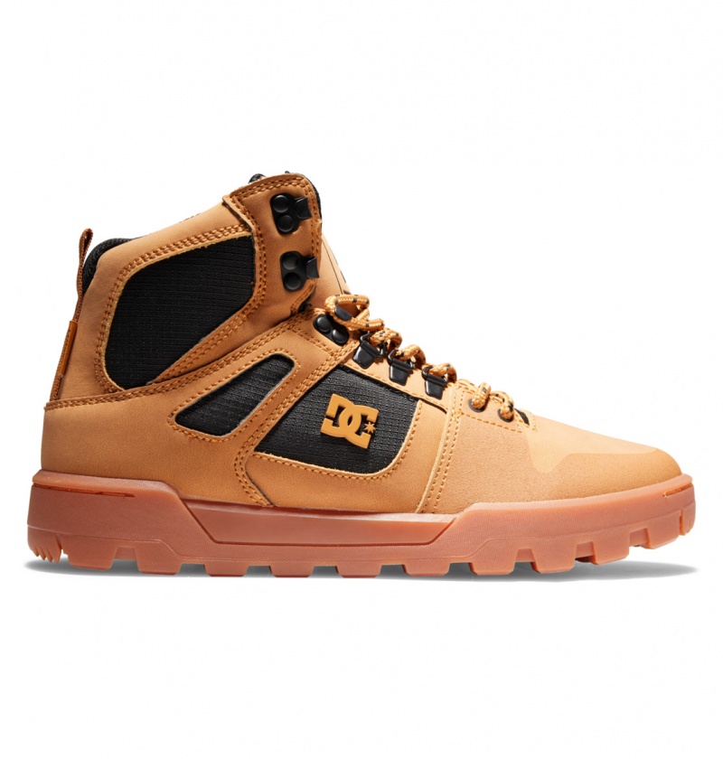 Wheat / Black DC Shoes Pure Hi - Water Resistant High Top Leather Boots | GNXUMJ-835