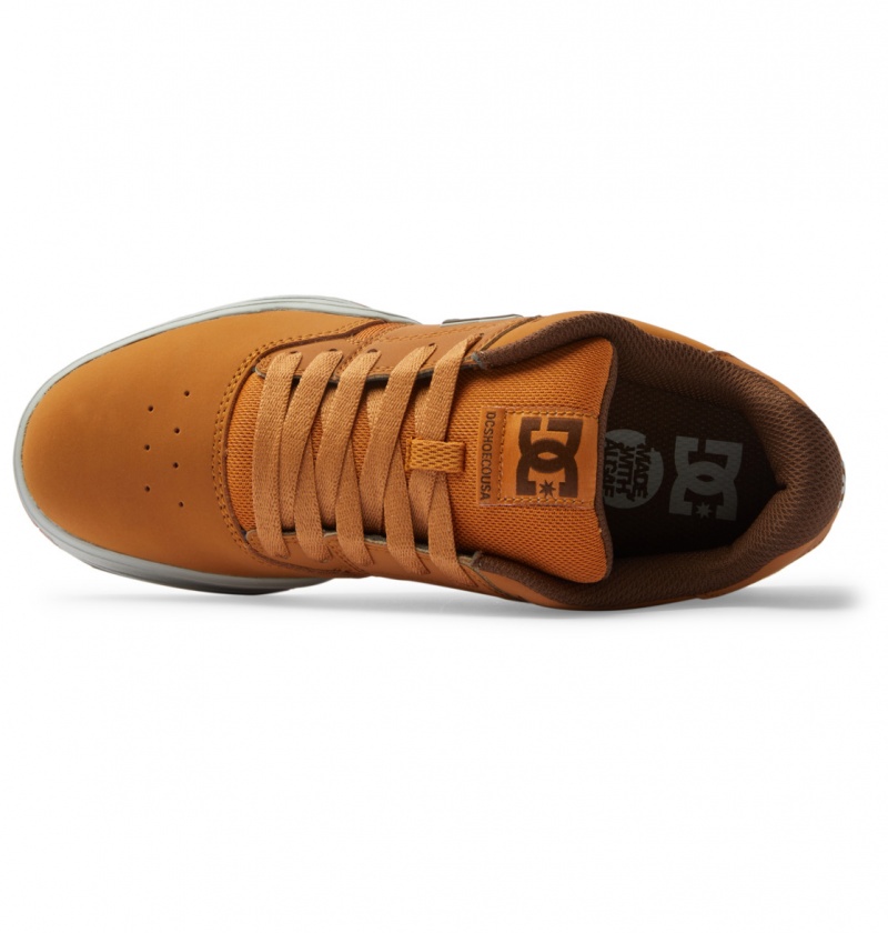 Wheat / Dk Chocolate DC Shoes Central - Leather Shoes | FGMYAO-291