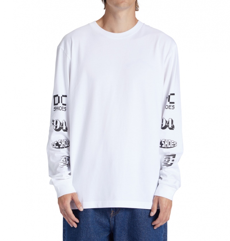 White DC Shoes All Smiles - Long Sleeve T-Shirt | OJEHSM-289