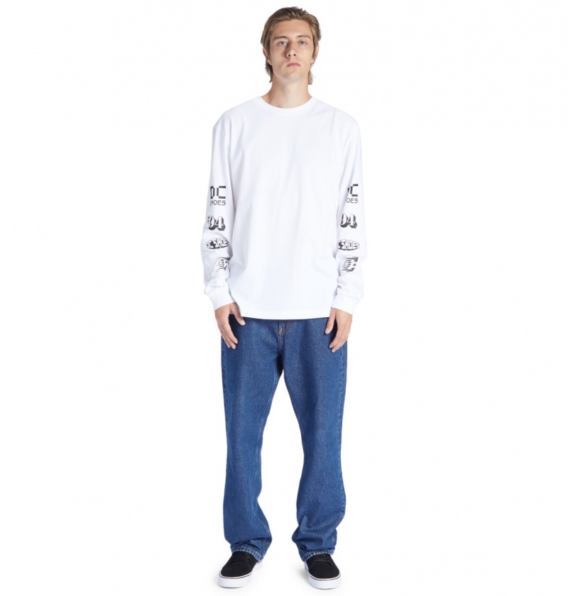 White DC Shoes All Smiles - Long Sleeve T-Shirt | OJEHSM-289