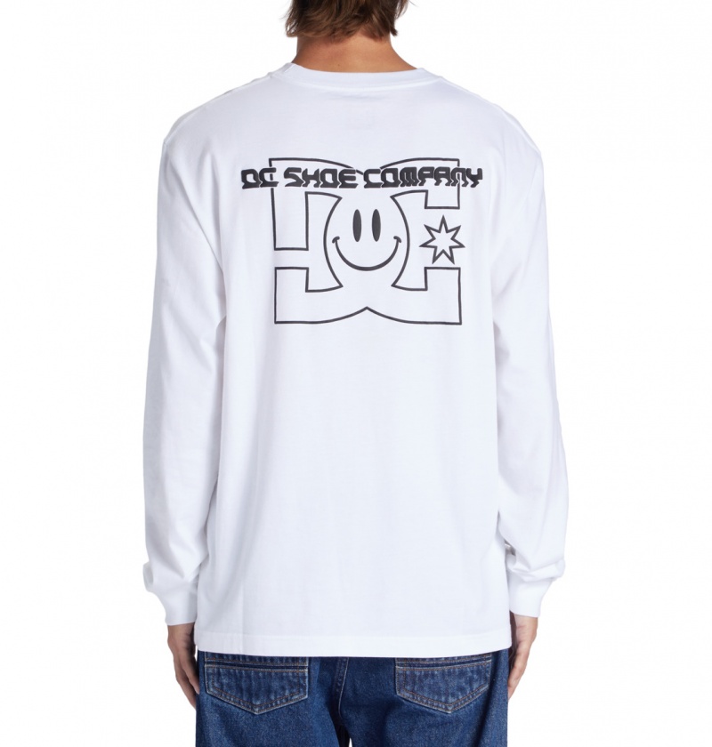 White DC Shoes All Smiles - Long Sleeve T-Shirt | OJEHSM-289