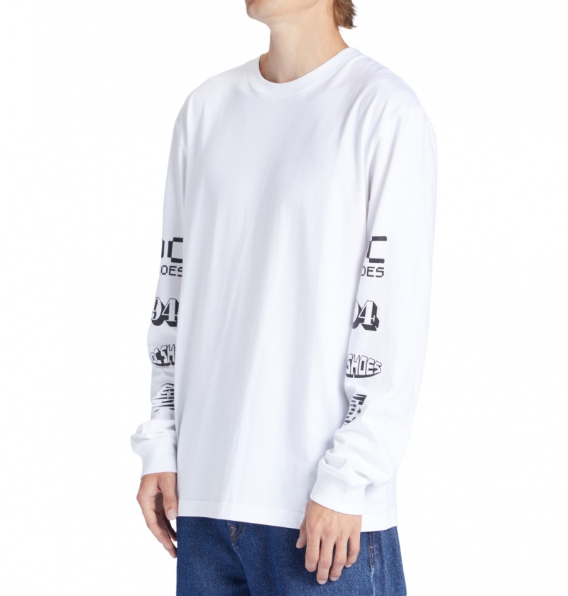 White DC Shoes All Smiles - Long Sleeve T-Shirt | OJEHSM-289