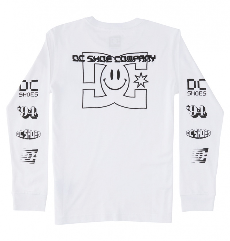 White DC Shoes All Smiles - Long Sleeve T-Shirt 10-16 | EUQABT-139