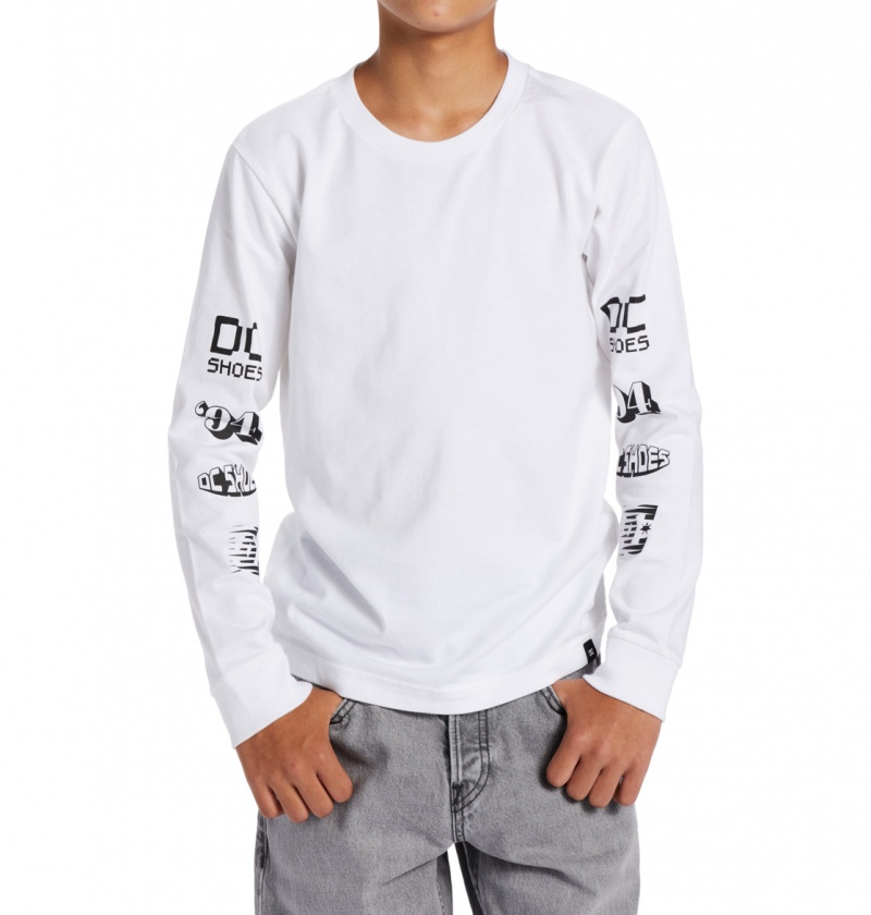 White DC Shoes All Smiles - Long Sleeve T-Shirt 10-16 | EUQABT-139