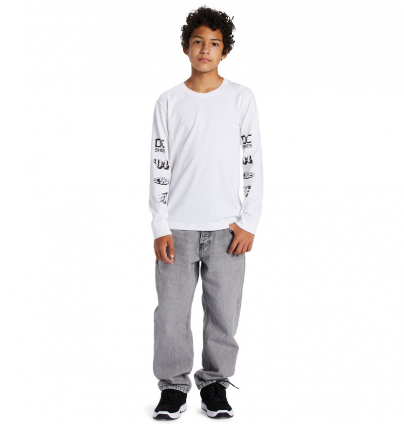 White DC Shoes All Smiles - Long Sleeve T-Shirt 10-16 | EUQABT-139