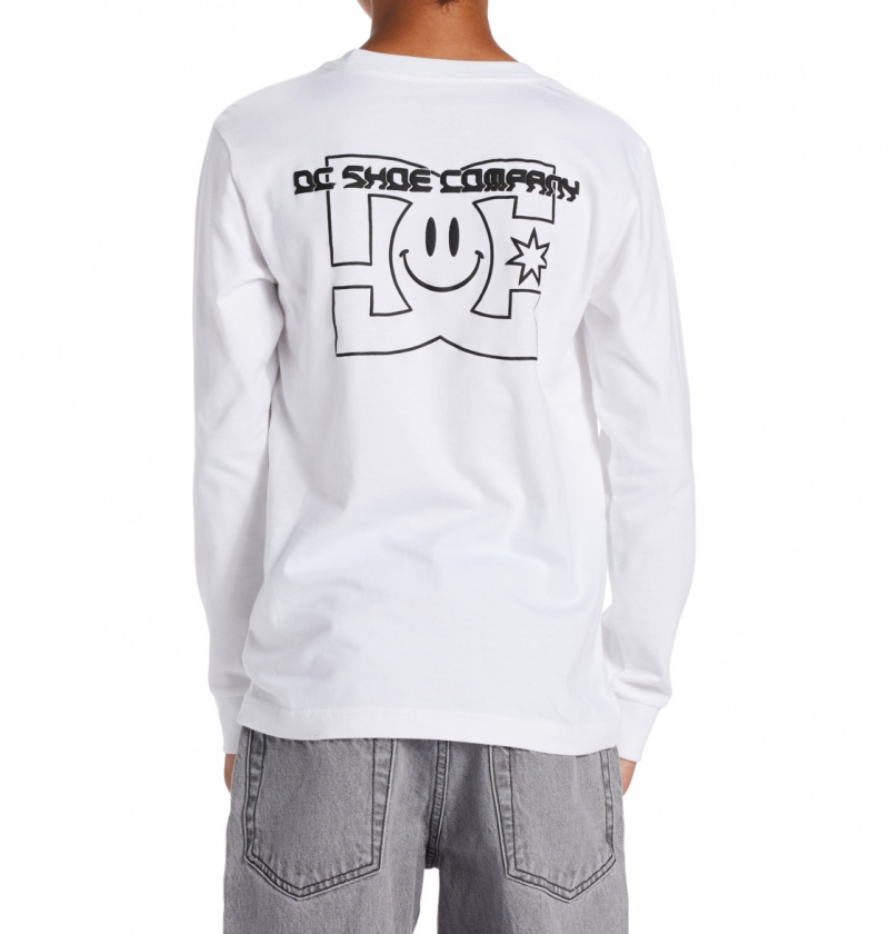 White DC Shoes All Smiles - Long Sleeve T-Shirt 10-16 | EUQABT-139