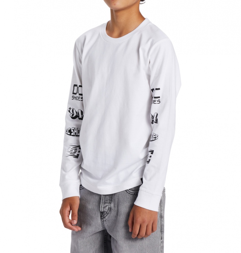 White DC Shoes All Smiles - Long Sleeve T-Shirt 10-16 | EUQABT-139