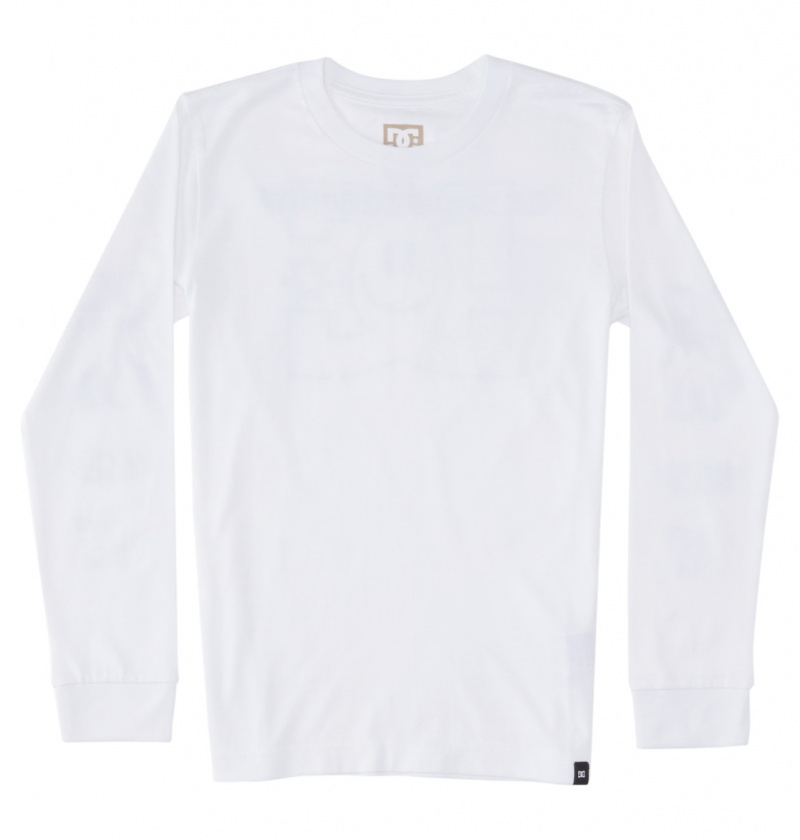 White DC Shoes All Smiles - Long Sleeve T-Shirt 10-16 | EUQABT-139