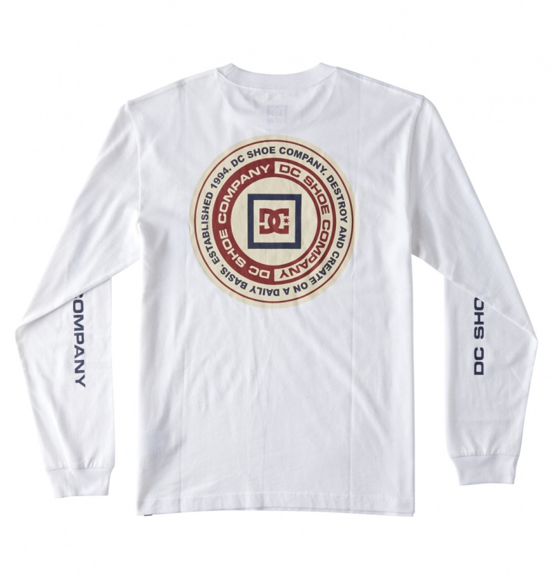 White DC Shoes Old Head - Long Sleeve T-Shirt | PZXBEA-128