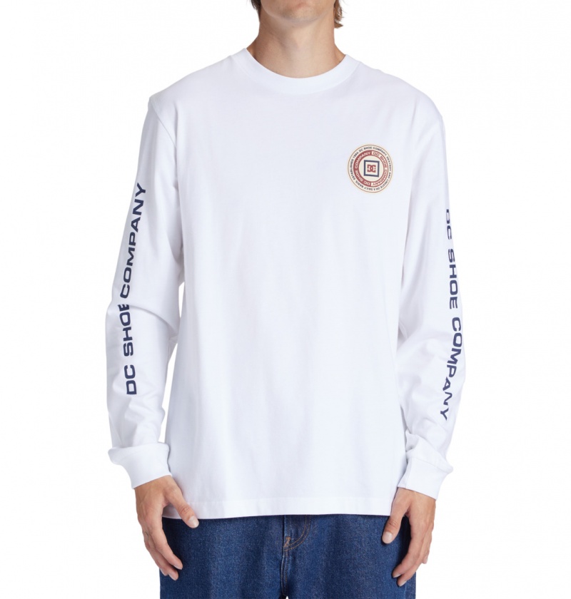 White DC Shoes Old Head - Long Sleeve T-Shirt | PZXBEA-128