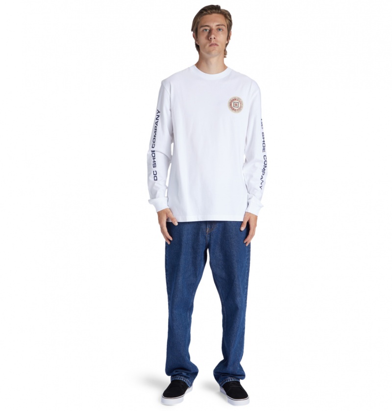 White DC Shoes Old Head - Long Sleeve T-Shirt | PZXBEA-128