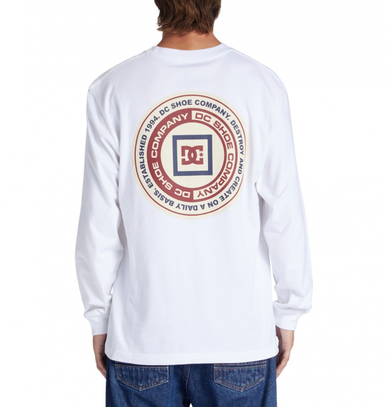 White DC Shoes Old Head - Long Sleeve T-Shirt | PZXBEA-128