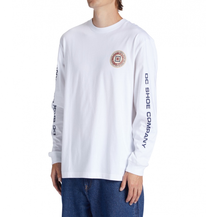 White DC Shoes Old Head - Long Sleeve T-Shirt | PZXBEA-128