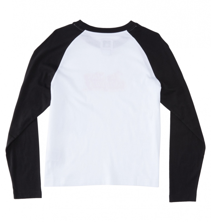 White / Black DC Shoes Timeless Raglan - Long Sleeve T-Shirt | LABFEV-198