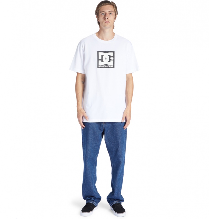 White / Black Leopard DC Shoes DC Square Star Fill - T-Shirt | GMFVUT-421