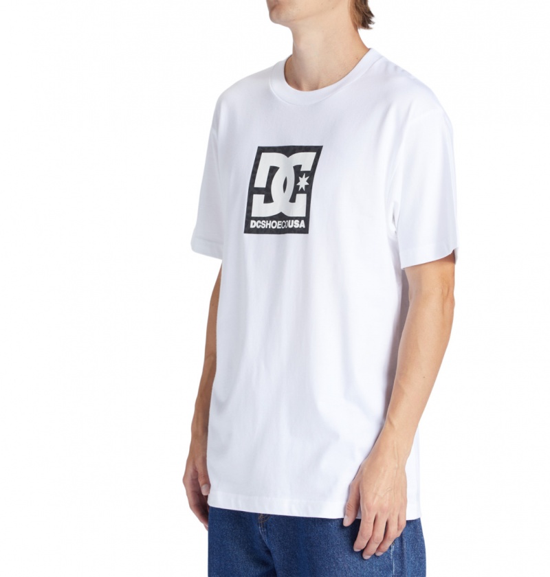 White / Black Leopard DC Shoes DC Square Star Fill - T-Shirt | GMFVUT-421