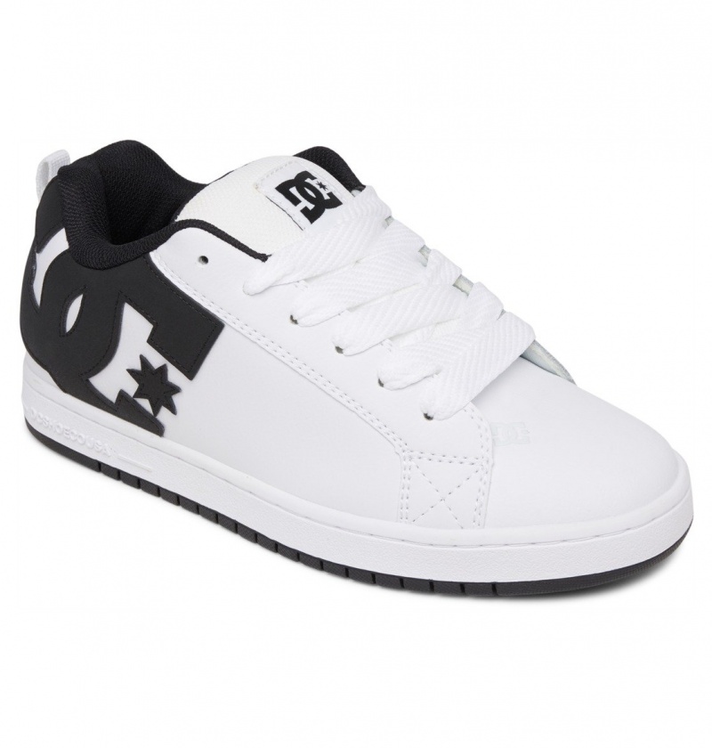 White / Black / Black DC Shoes Court Graffik - Leather Shoes | MFZIHD-426