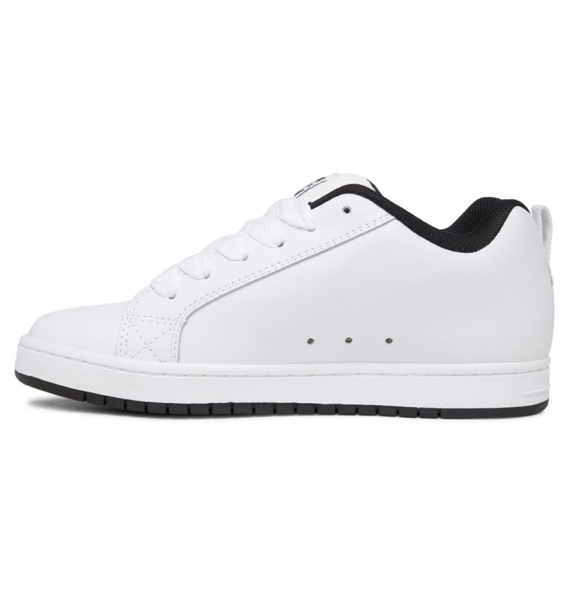 White / Black / Black DC Shoes Court Graffik - Leather Shoes | MFZIHD-426