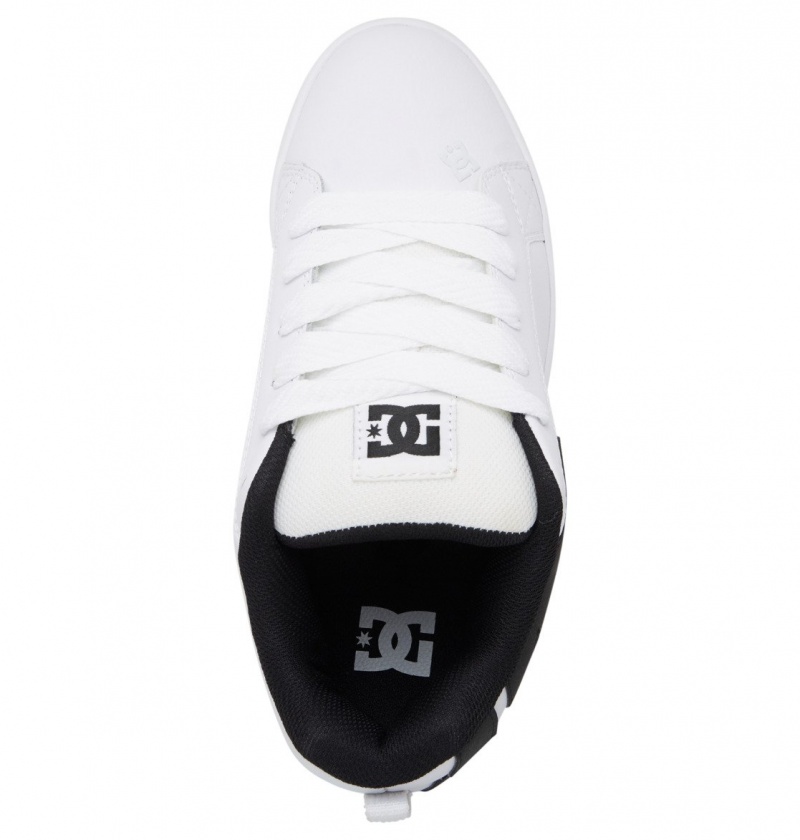 White / Black / Black DC Shoes Court Graffik - Leather Shoes | MFZIHD-426