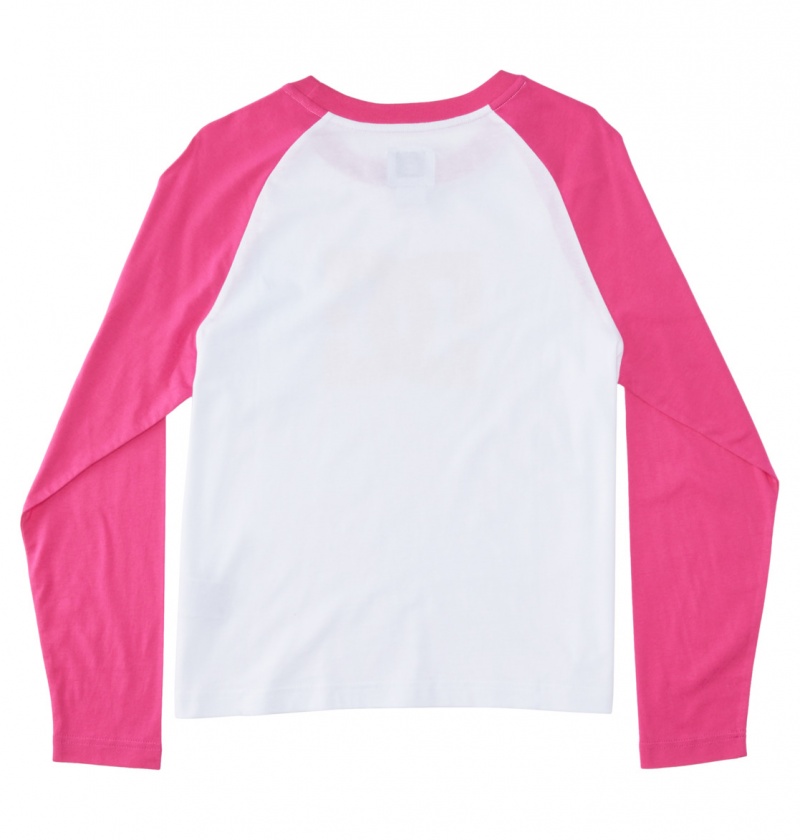 White / Fuchsia DC Shoes DC Star Fill - Long Sleeve T-Shirt | XWDCYB-963