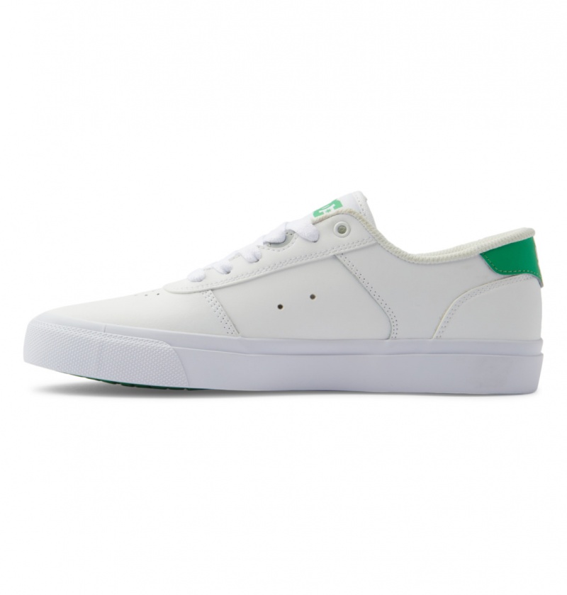 White / Green DC Shoes Teknic - Leather Shoes | FLMWDE-034