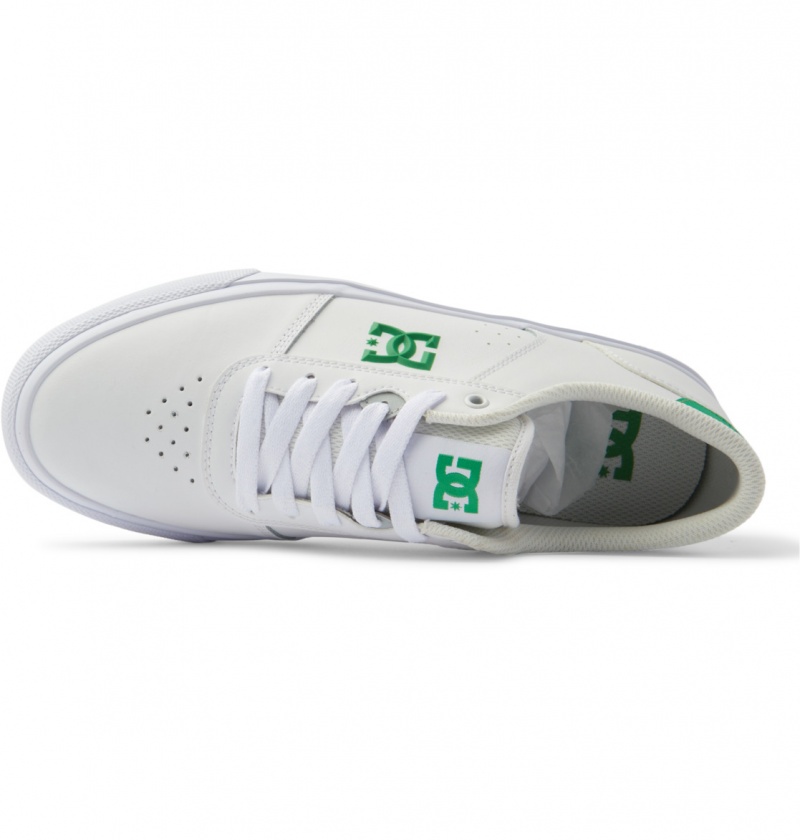 White / Green DC Shoes Teknic - Leather Shoes | FLMWDE-034