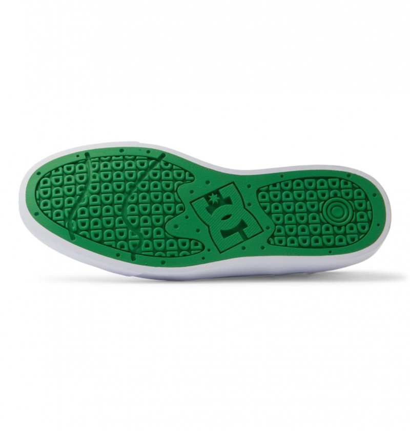 White / Green DC Shoes Teknic - Leather Shoes | FLMWDE-034