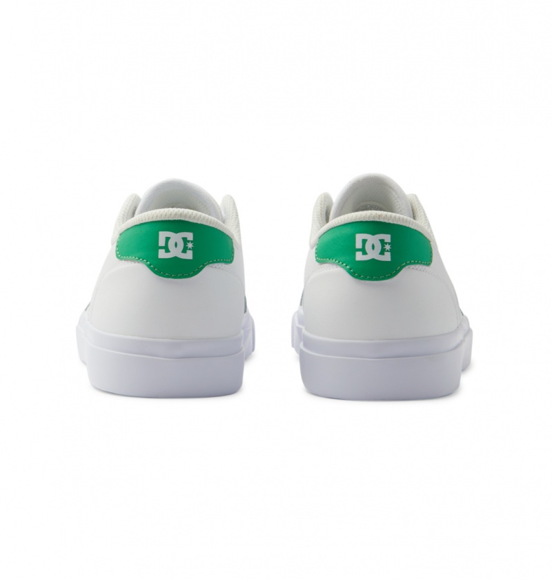 White / Green DC Shoes Teknic - Leather Shoes | FLMWDE-034