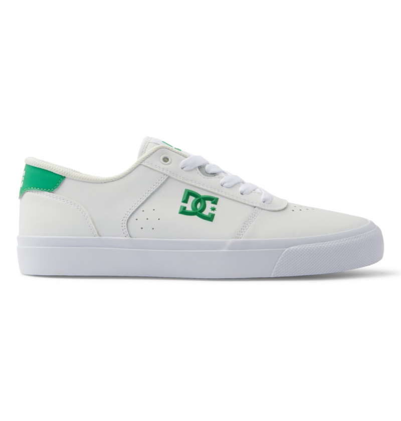 White / Green DC Shoes Teknic - Leather Shoes | FLMWDE-034