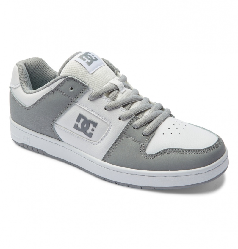 White / Grey DC Shoes Manteca - Leather Shoes | XVZIHL-051