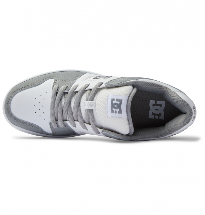 White / Grey DC Shoes Manteca - Leather Shoes | XVZIHL-051