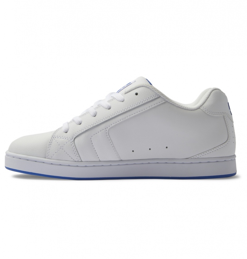 White / Grey / Blue DC Shoes Net - Leather Shoes | RYJLBU-831