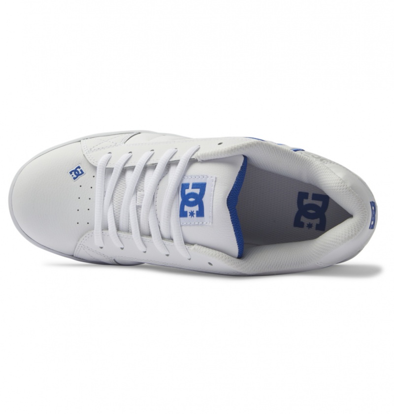 White / Grey / Blue DC Shoes Net - Leather Shoes | RYJLBU-831