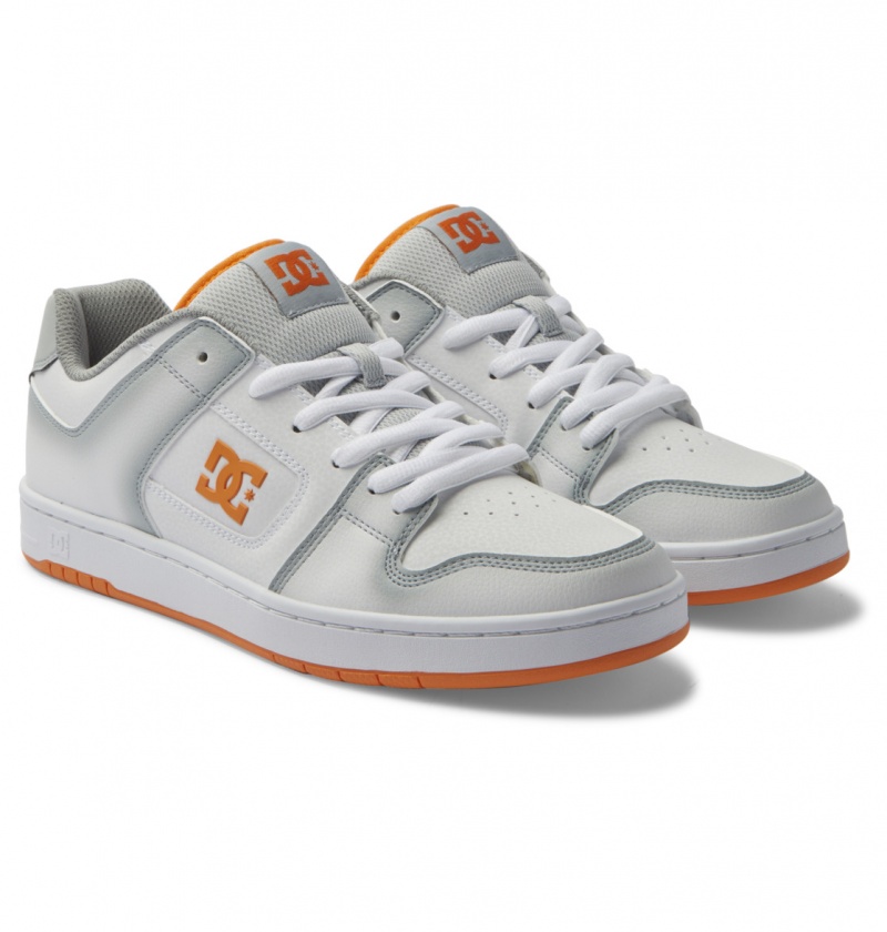 White / Grey / Orange DC Shoes Manteca SE - Leather Shoes | LYAWES-026