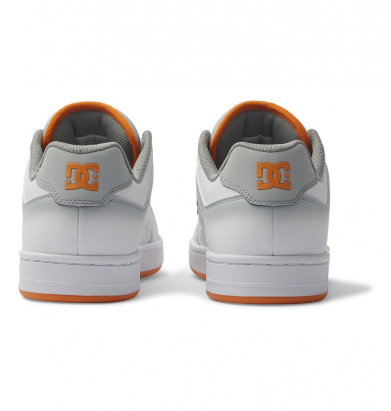 White / Grey / Orange DC Shoes Manteca SE - Leather Shoes | LYAWES-026