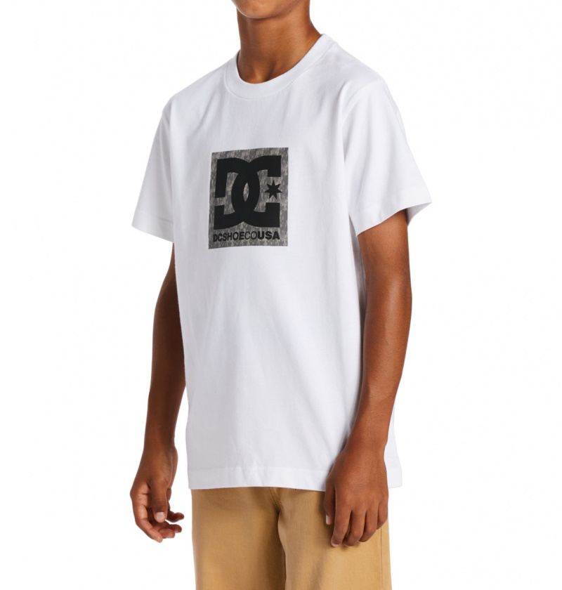 White / Greystone DC Shoes DC Square Star Fill - Short Sleeve T-Shirt 8-16 | AHCBUR-460