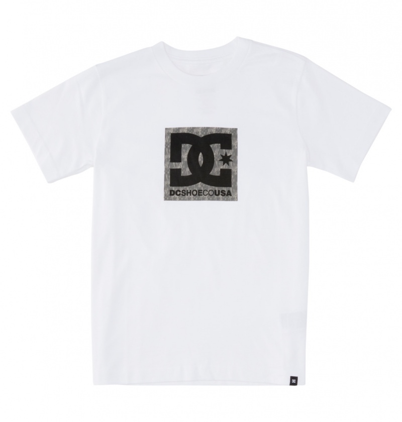 White / Greystone DC Shoes DC Square Star Fill - Short Sleeve T-Shirt 8-16 | AHCBUR-460