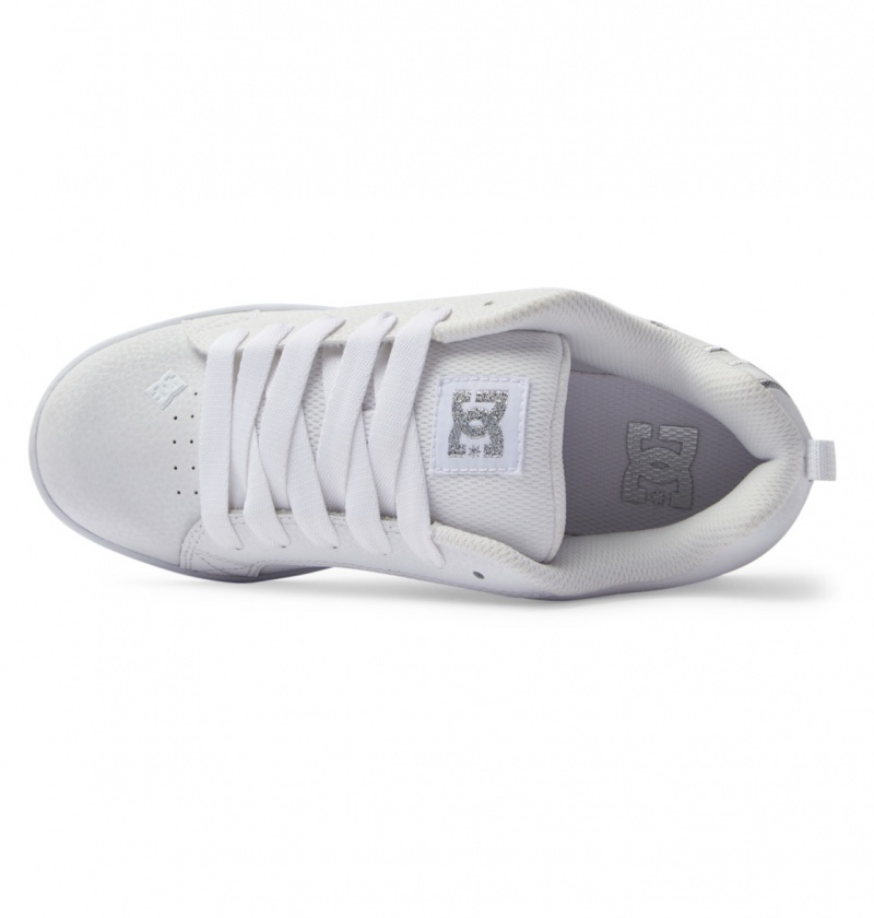 White / M Silver DC Shoes Court Graffik - Shoes | UFQISD-156