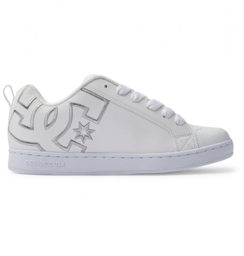 White / M Silver DC Shoes Court Graffik - Shoes | UFQISD-156