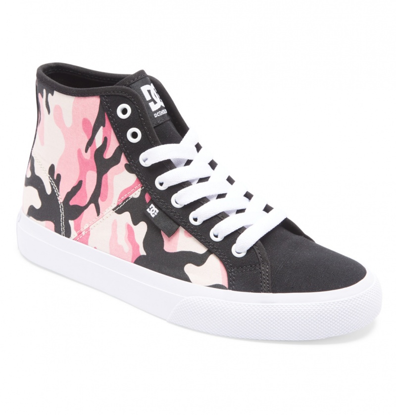 White / Pink Camo DC Shoes Manual - High-Top Shoes | BDRQKV-175