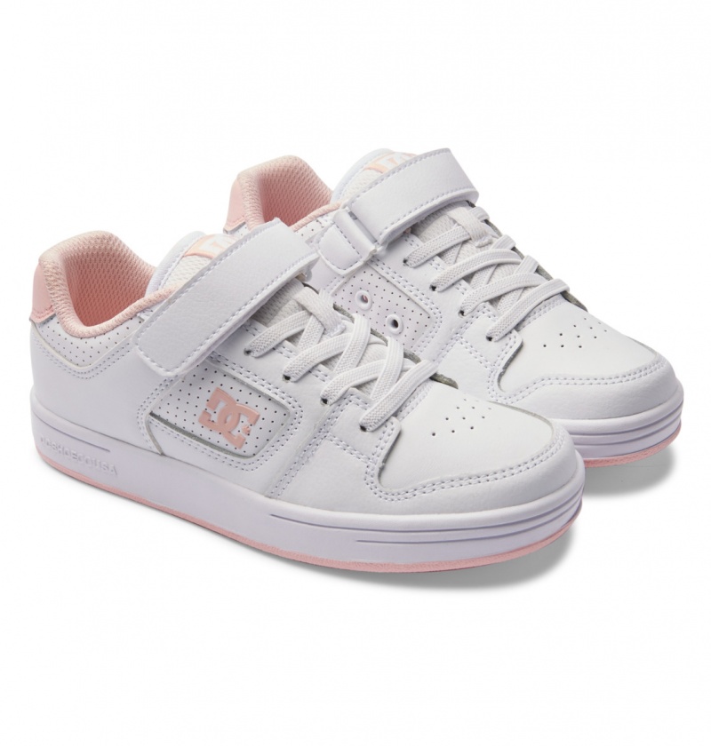 White / Pink DC Shoes Manteca 4 V - Leather Shoes | WQXENO-197