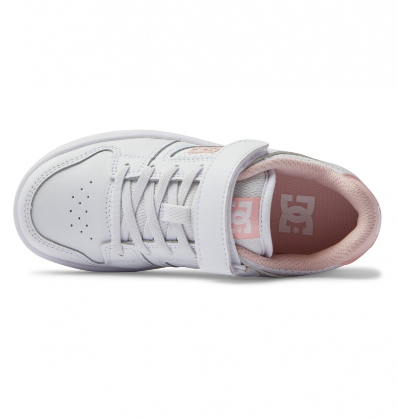 White / Pink DC Shoes Manteca 4 V - Leather Shoes | WQXENO-197