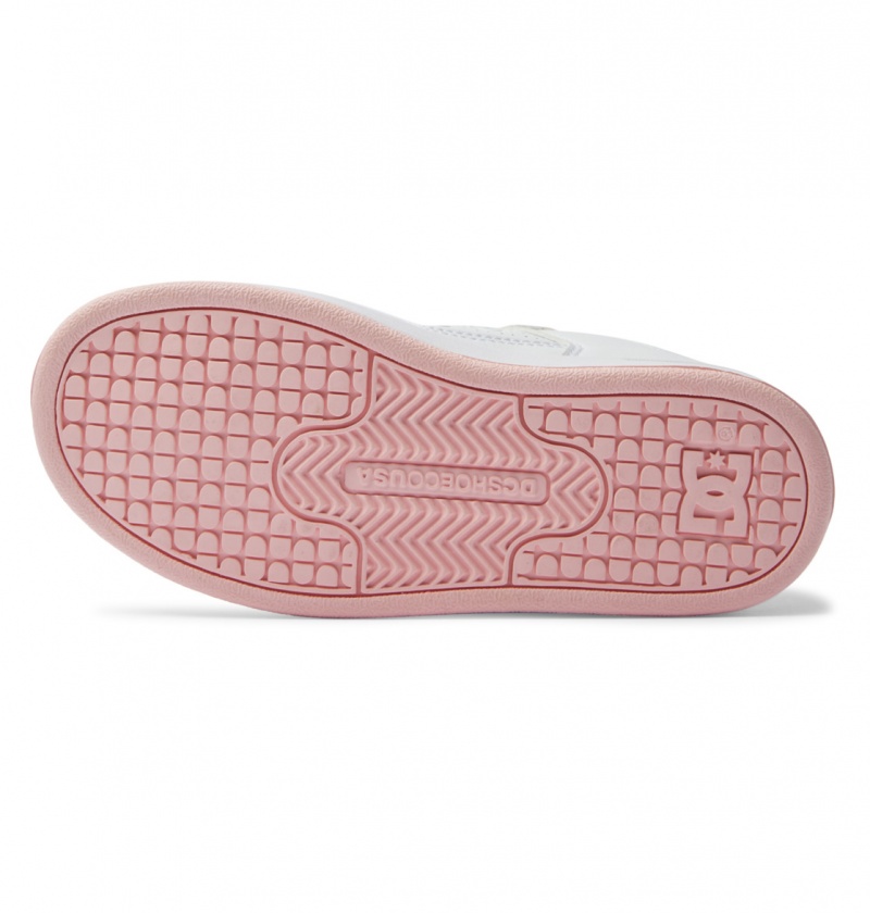 White / Pink DC Shoes Manteca 4 V - Leather Shoes | WQXENO-197