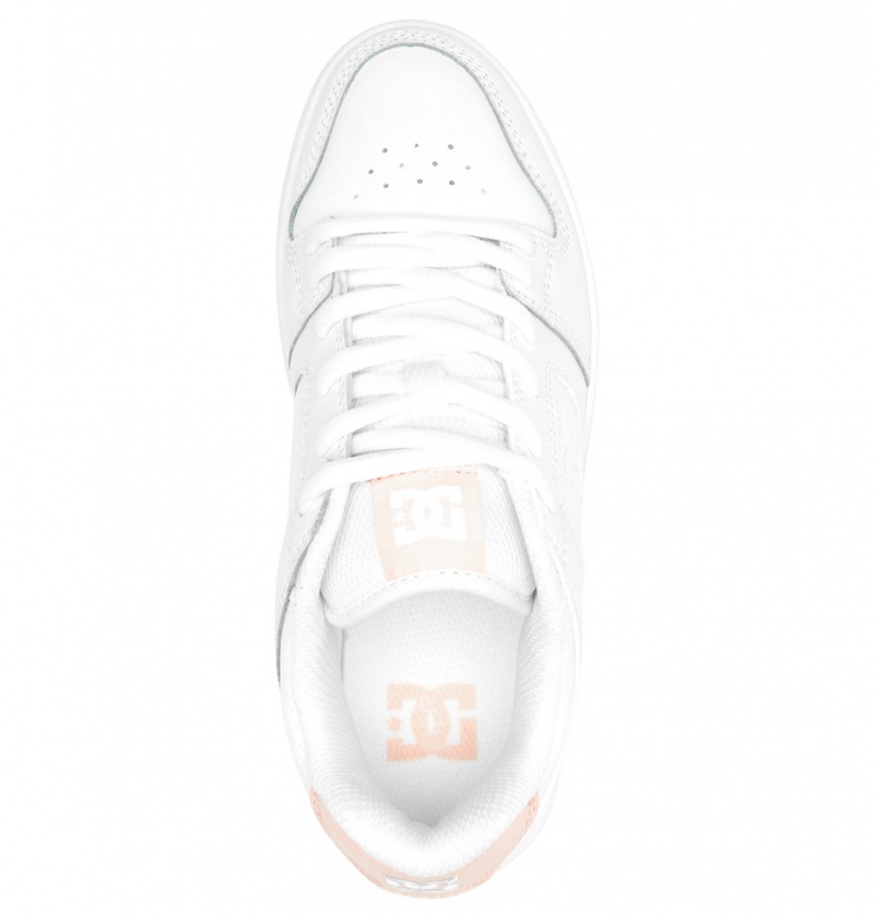 White / Pink DC Shoes Manteca - Leather Shoes | LRAOXN-210