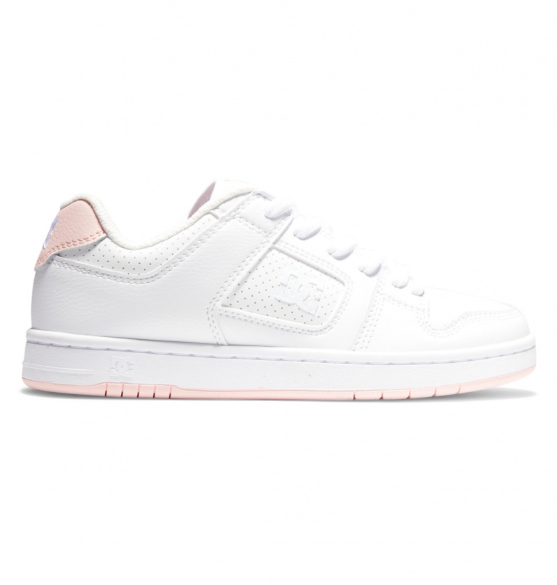 White / Pink DC Shoes Manteca - Leather Shoes | LRAOXN-210