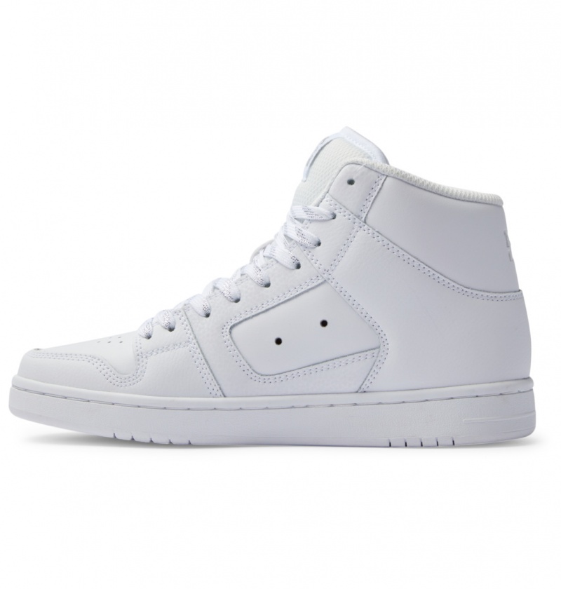 White / Silver DC Shoes Manteca 4 Hi - High-Top Leather Shoes | FDNOXZ-527