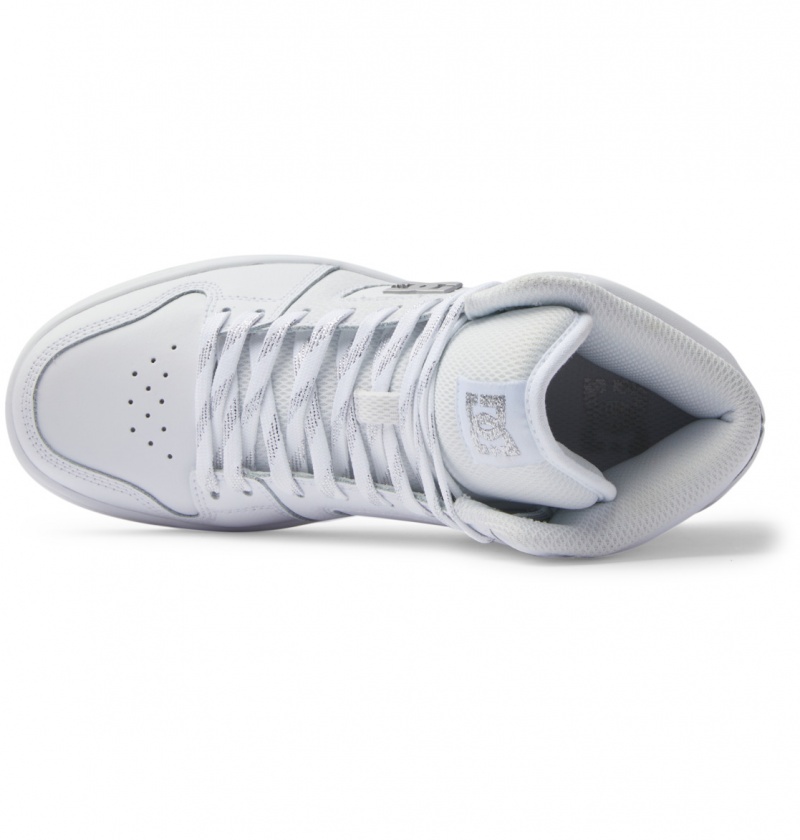 White / Silver DC Shoes Manteca 4 Hi - High-Top Leather Shoes | FDNOXZ-527