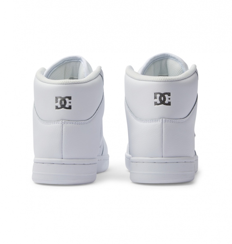 White / Silver DC Shoes Manteca 4 Hi - High-Top Leather Shoes | FDNOXZ-527