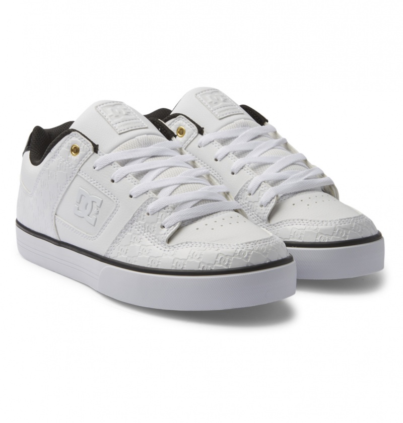 White / Silver Sparkle DC Shoes Pure Se Sn - Shoes | EYQICF-298